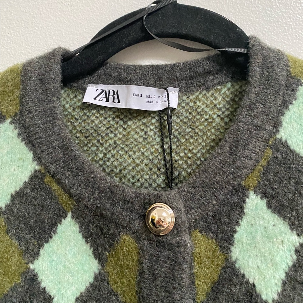 Zara Argyle Knit Jacquard Cardigan S - Picture 8 of 12